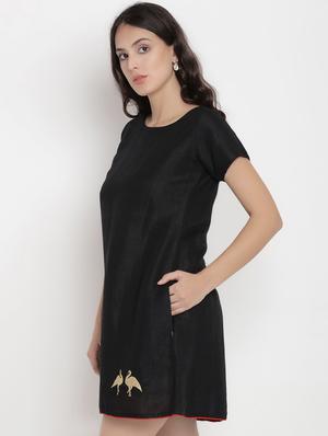 round neck embroidered dress - 16860063 - Standard Image - 2
