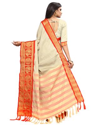 solid bordered kanjivaram saree with blouse - 16860279 - Standard Image - 2