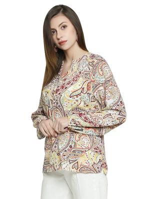 mandarin neck paisley top - 16861580 - Standard Image - 2