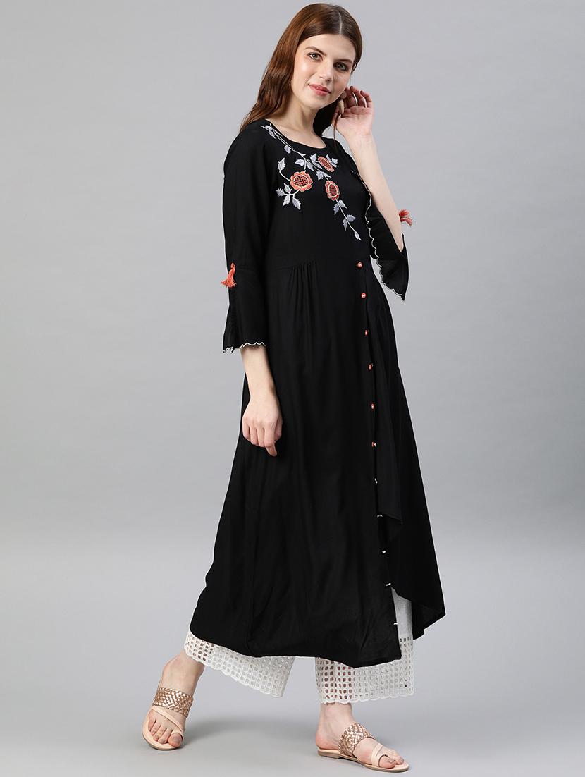embroidered asymmetric kurta - 16861670 - Zoom Image - 2