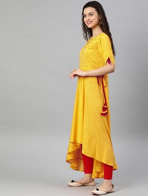 embroidered high-low kurta - 16861674 - Standard Image - 2