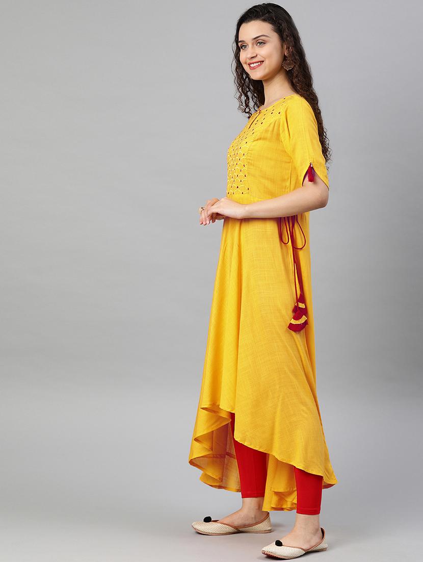 embroidered high-low kurta - 16861674 - Zoom Image - 2