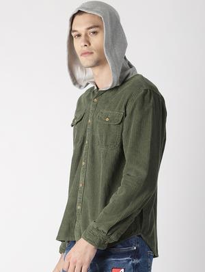 green solid corduroy shirt - 16862014 - Standard Image - 2