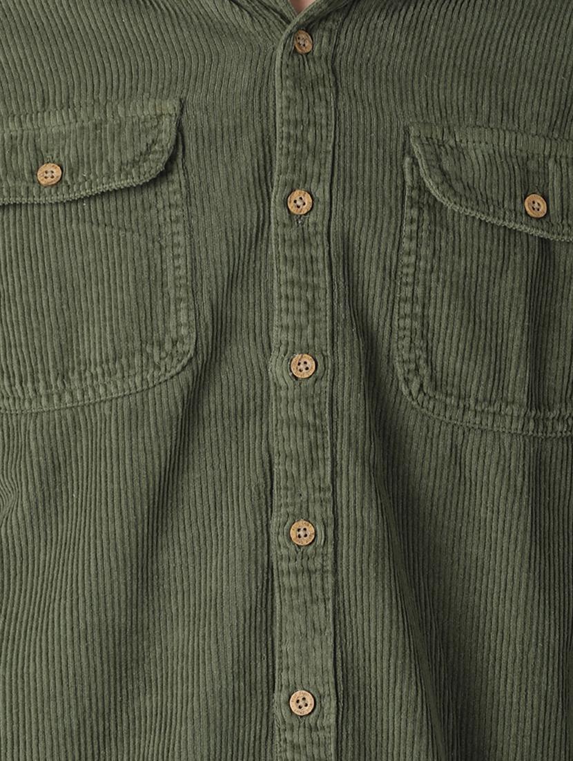 green solid corduroy shirt - 16862014 - Zoom Image - 5