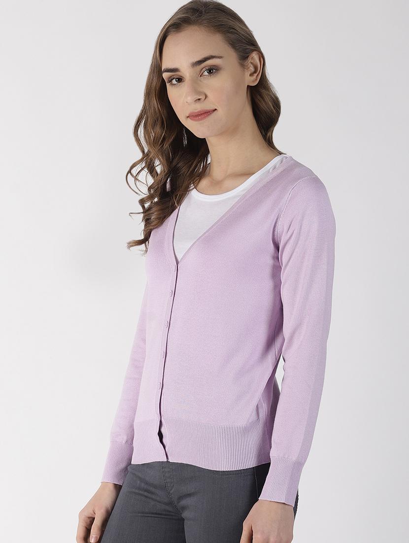 v-neck solid cardigan - 16862047 - Zoom Image - 2