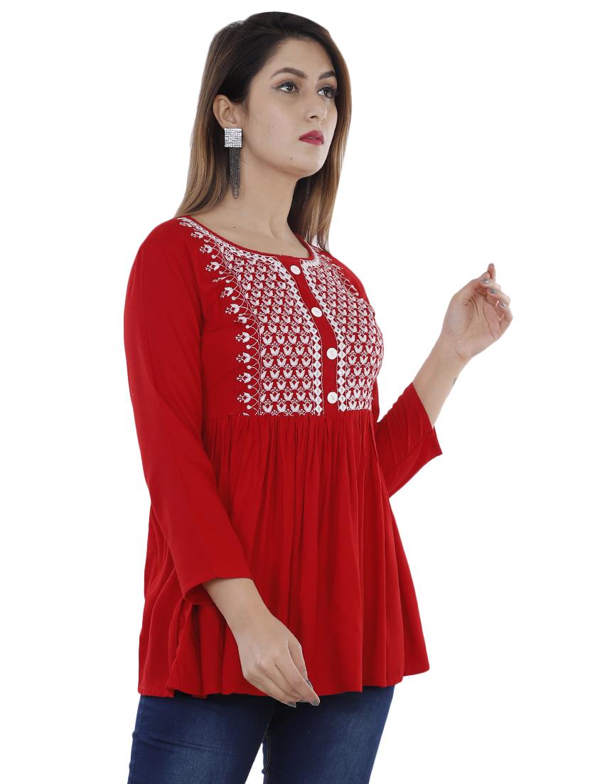 embroidered flared kurti - 16863478 - Zoom Image - 2