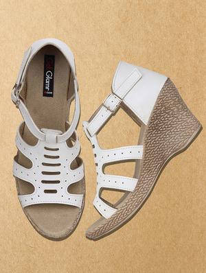 white closed back wedges - 16864652 - Standard Image - 5