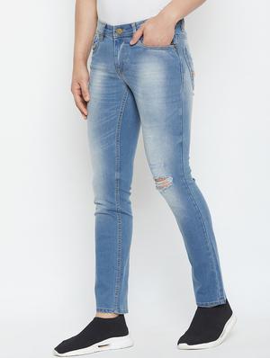 blue heavy washed distressed denim jeans - 16865279 - Standard Image - 2