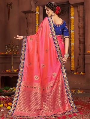 self design embroidered saree with blouse - 16867110 - Standard Image - 2