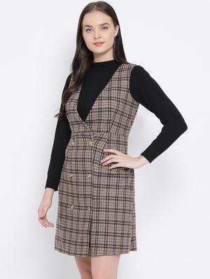 double breasted checkered dress - 16868303 - Standard Image - 2