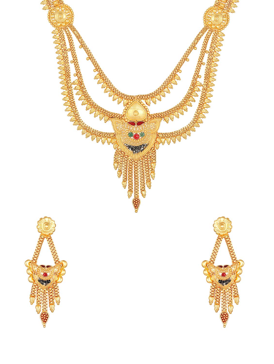 gold brass long necklace - 16868680 - Zoom Image - 2