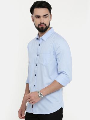 blue solid casual shirt - 16868775 - Standard Image - 2