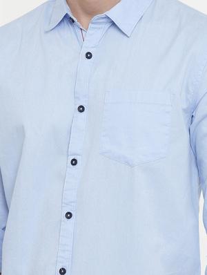 blue solid casual shirt - 16868775 - Standard Image - 5