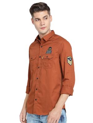 brown solid casual shirt - 16868968 - Standard Image - 2