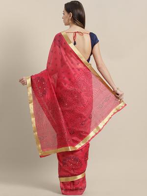 printed chanderi saree with blouse - 16869489 - Standard Image - 2