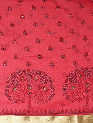printed chanderi saree with blouse - 16869489 - Standard Image - 5