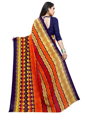 geometric printed saree with blouse - 16872812 - Standard Image - 2