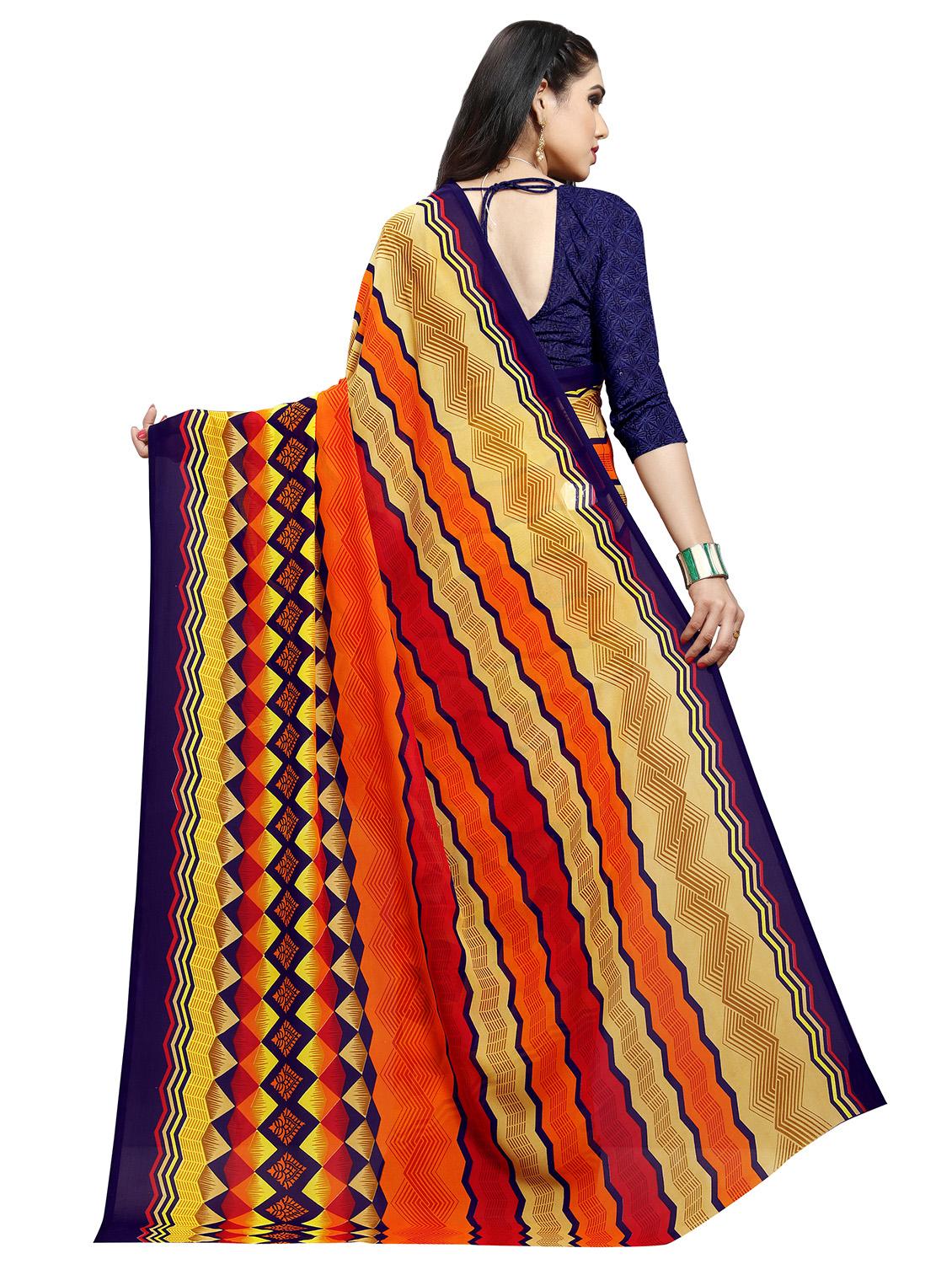 geometric printed saree with blouse - 16872812 - Zoom Image - 2