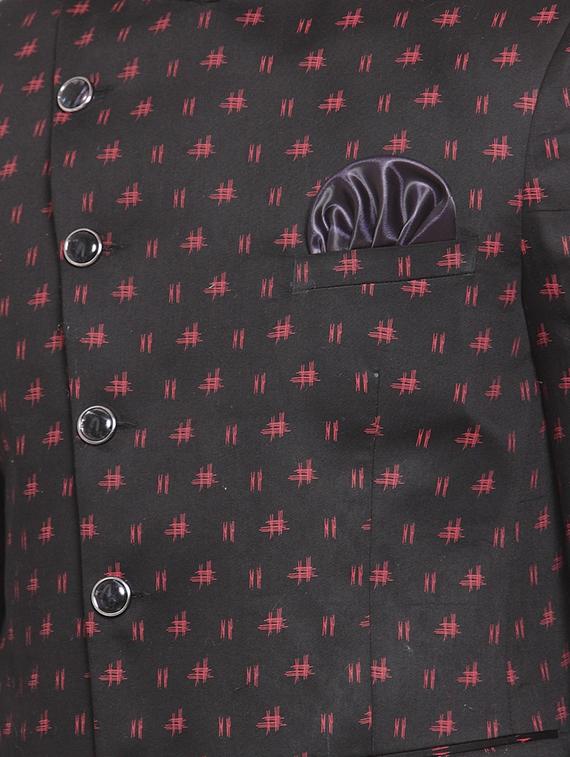 black printed bandhgala casual blazer - 16872903 - Zoom Image - 5