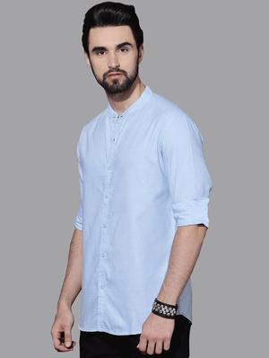 light blue solid casual shirt - 16873290 - Standard Image - 2