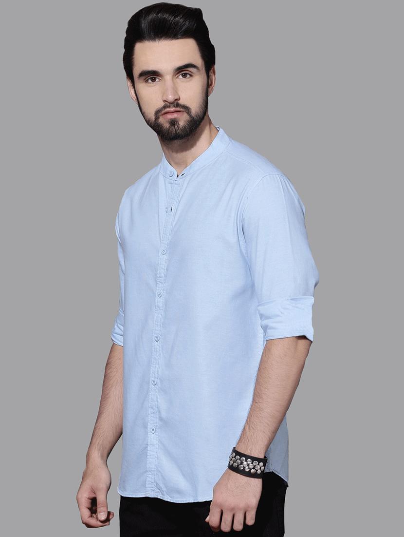 light blue solid casual shirt - 16873290 - Zoom Image - 2