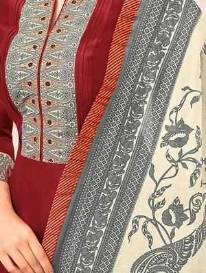 solid straight pant unstitched suit - 16873829 - Standard Image - 2