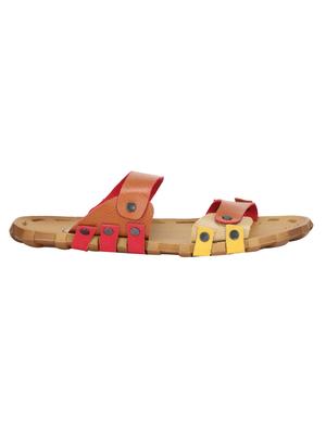 tan leatherette slip on slippers - 16874387 - Standard Image - 2