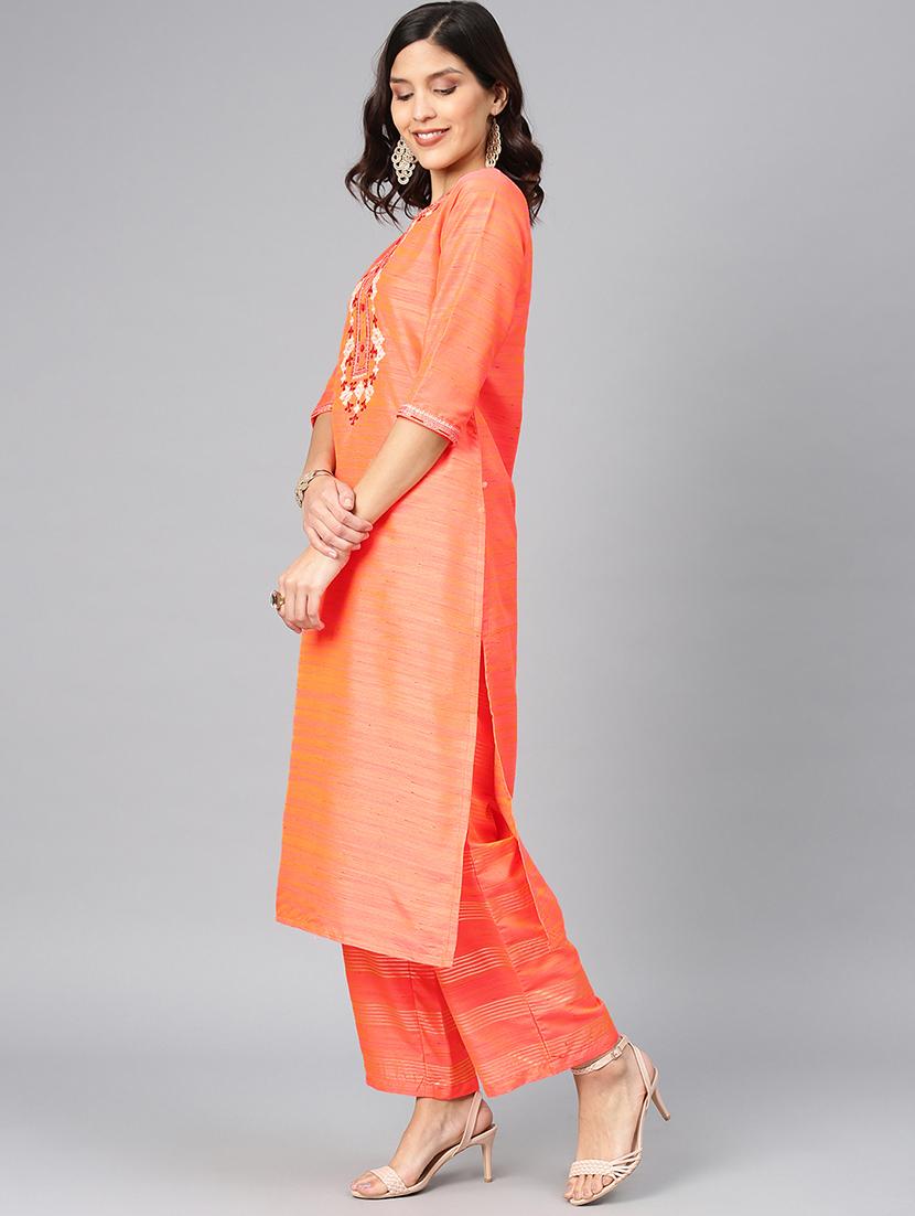 embroidered kurta palazzo set - 16878267 - Zoom Image - 2