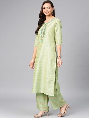 embroidered kurta palazzo set - 16878276 - Standard Image - 2