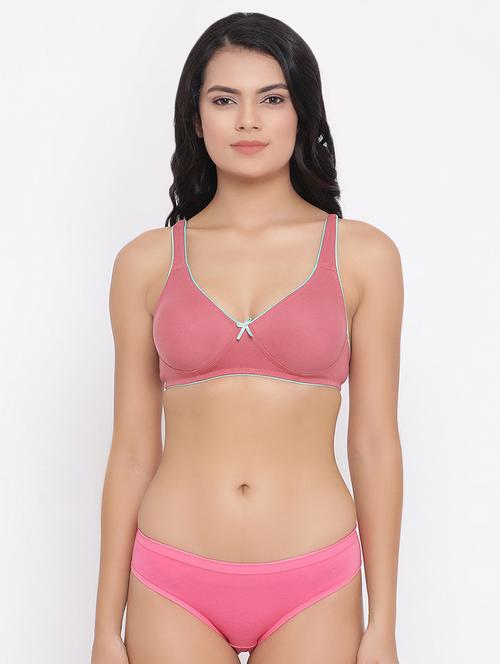 bow patch t-shirt bra with panty set - 16879489 - Standard Image - 1