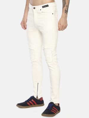white solid biker denims jeans - 16879887 - Standard Image - 2