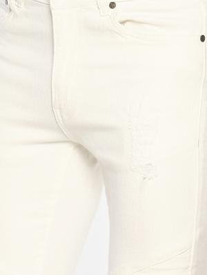 white solid biker denims jeans - 16879887 - Standard Image - 5