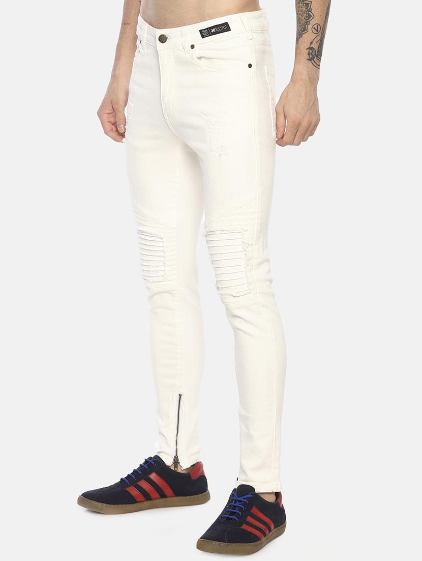 white solid biker denims jeans - 16879887 - Zoom Image - 2