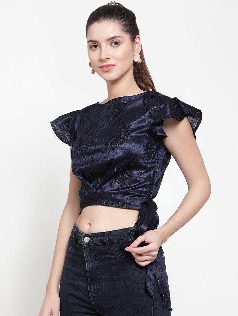 tie knot embellished crop top - 16882481 - Zoom Image - 2