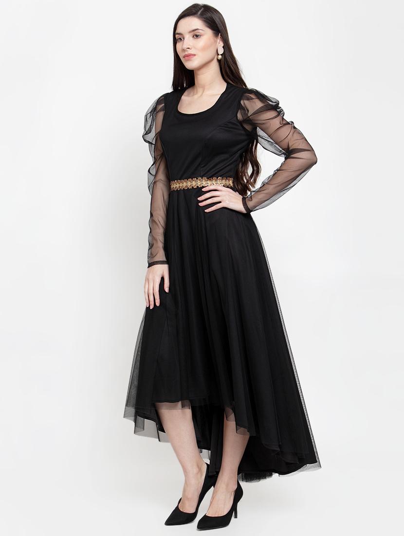 leg-o-mutton sleeves maxi dress - 16882483 - Zoom Image - 2