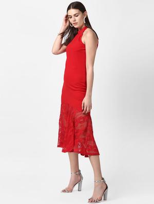 halter neck laced hem a-line dress - 16882550 - Standard Image - 2