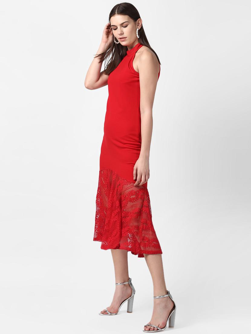 halter neck laced hem a-line dress - 16882550 - Zoom Image - 2