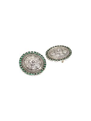 green silver studs earrings - 16883773 - Standard Image - 2