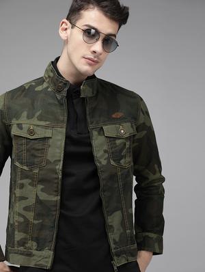green camouflage print denim jacket - 16883819 - Standard Image - 2