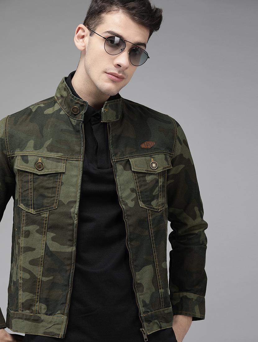 green camouflage print denim jacket - 16883819 - Zoom Image - 2