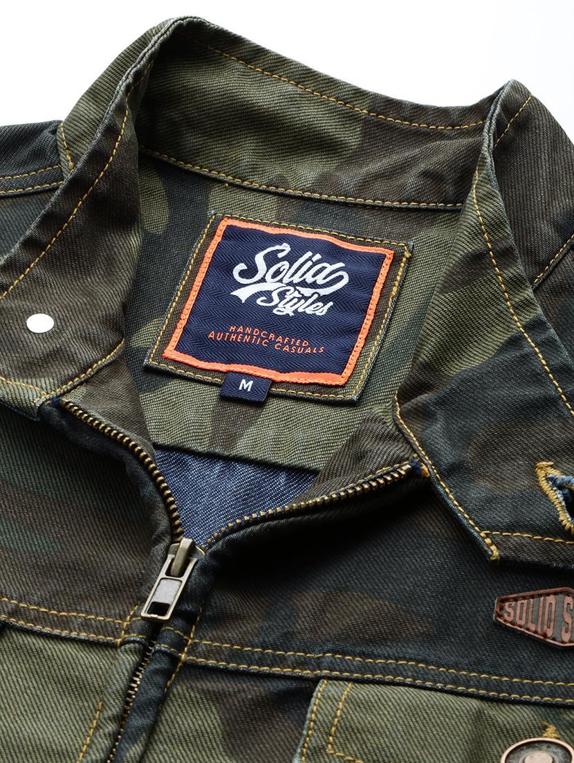 green camouflage print denim jacket - 16883819 - Zoom Image - 5