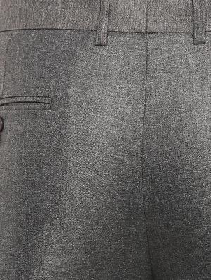 grey solid flat front formal trouser - 16885176 - Standard Image - 5