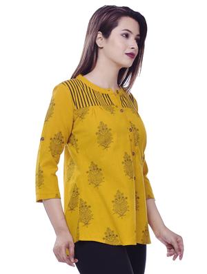 mandarin neck printed a line top - 16886530 - Standard Image - 2