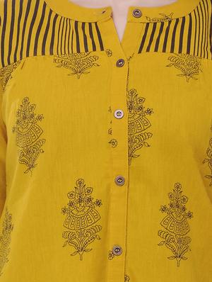 mandarin neck printed a line top - 16886530 - Standard Image - 5