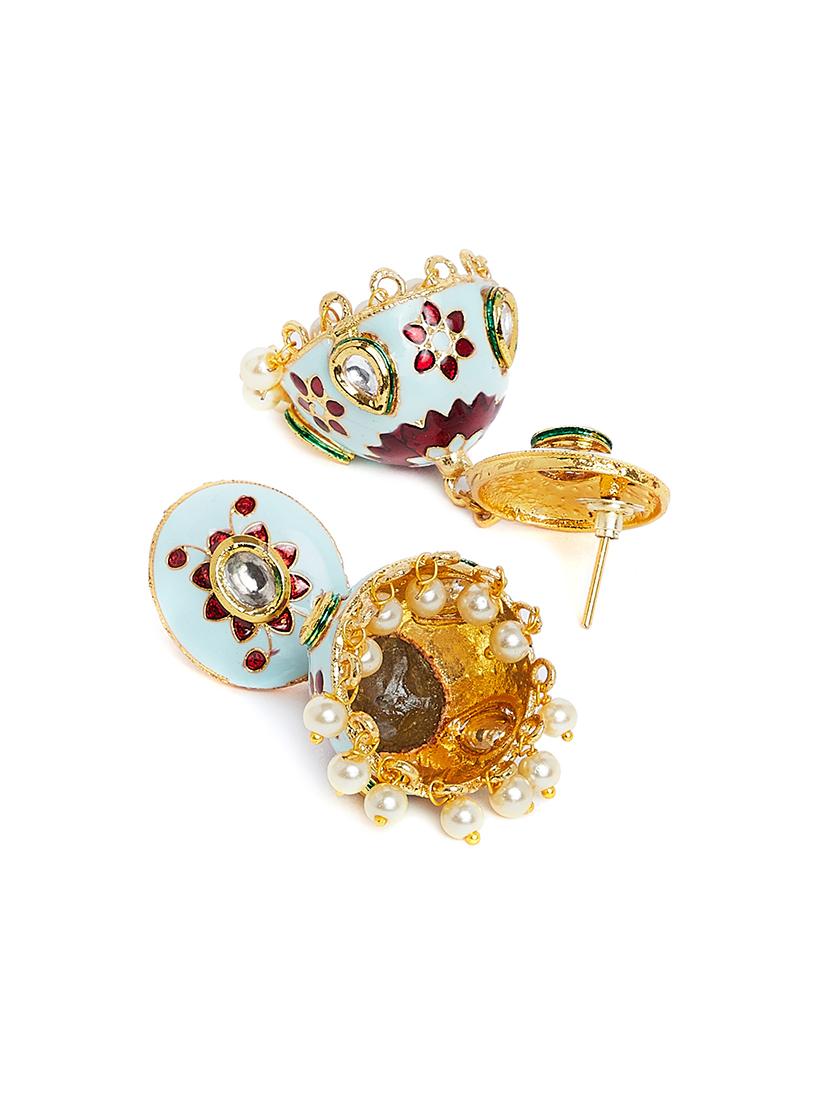 white metal jhumka earring - 16888070 - Zoom Image - 2