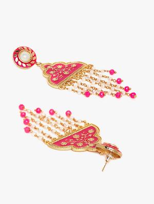 pink metal drop earring - 16888072 - Standard Image - 2
