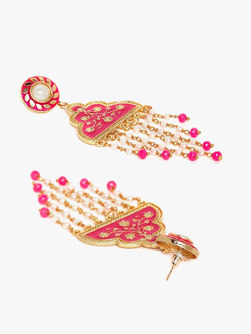 pink metal drop earring - 16888072 - Zoom Image - 2