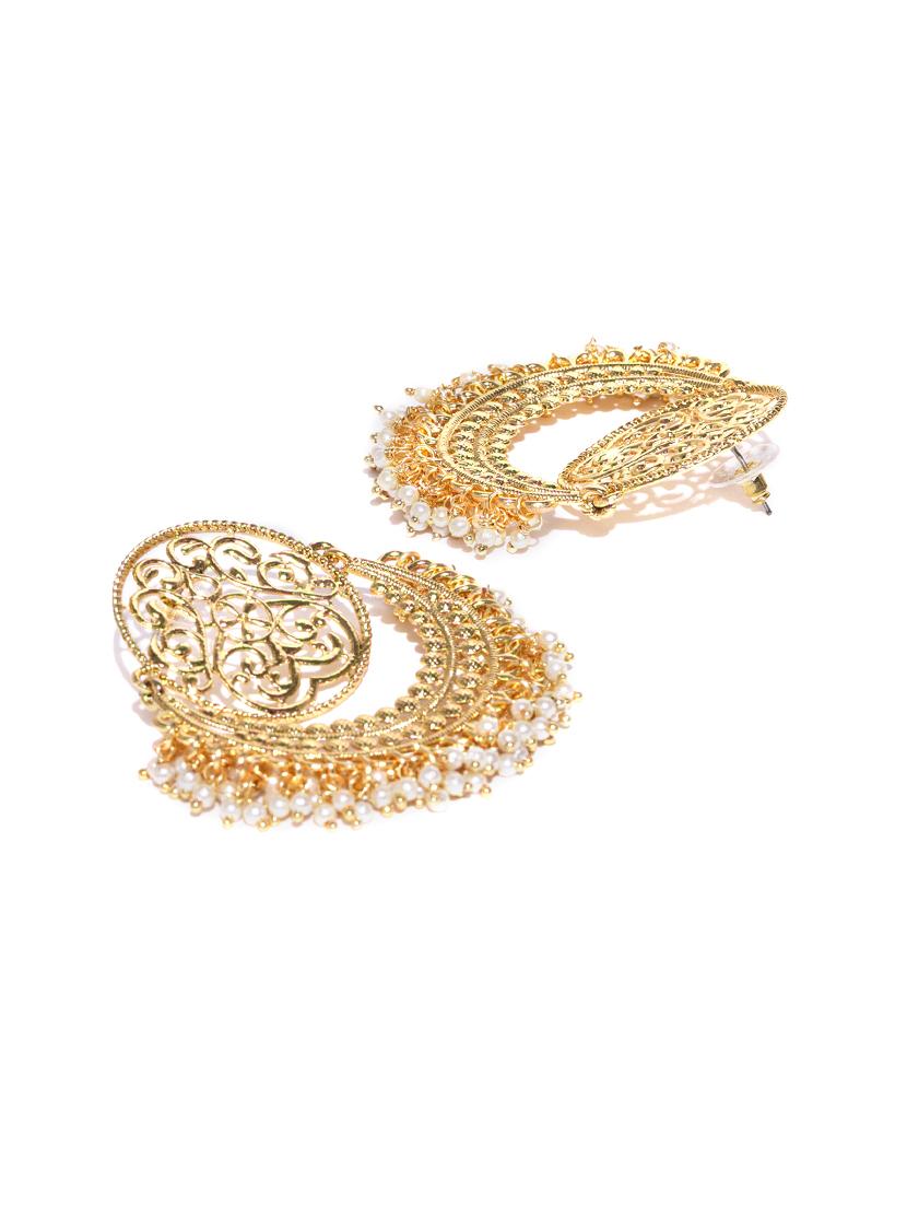 gold brass chandballi earring - 16888103 - Zoom Image - 2