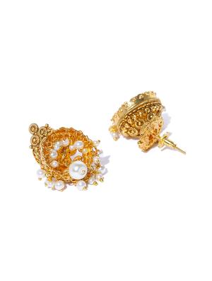 gold metal jhumka earring - 16888132 - Standard Image - 2
