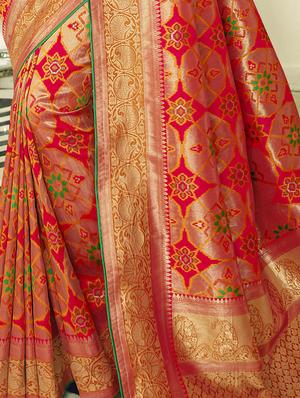 floral woven saree with blouse - 16888276 - Standard Image - 2